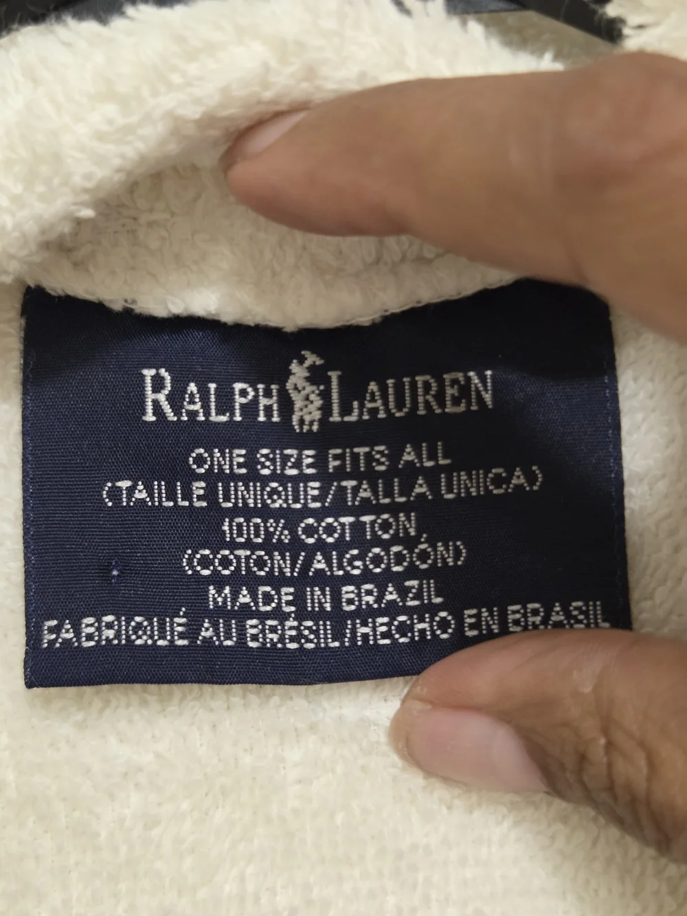 Vintage Polo Ralph Lauren FlagClassic White Terry Bathrobe with Embroidered Bear